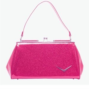 LUX DE VILLE GETAWAY KISS LOCK PURSE PINK SPARKLE RETRO PIN UP BARBIE